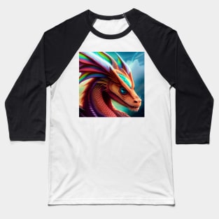 Rainbow Dragon with Orange Scales and Blue Eyes Baseball T-Shirt